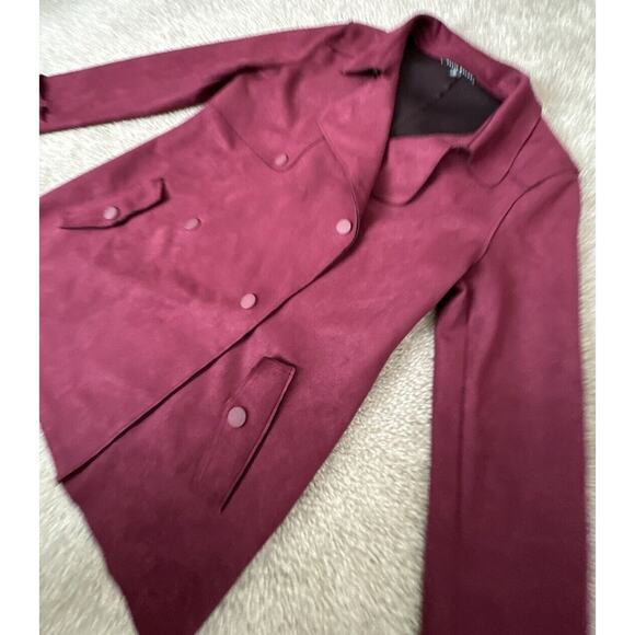 Haute Monde Suede Button Deep Dusty Rose Coat Jacket Women’s Size Medium NEW - Picture 3 of 11